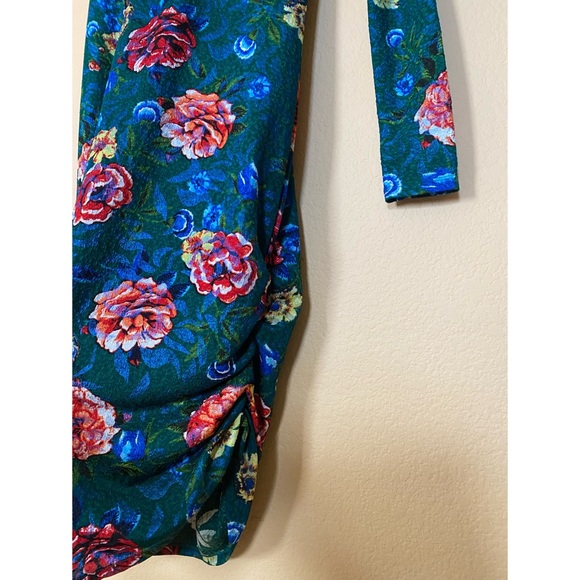 Zara Asymmetrical Floral Ruched Midi Dress | Women's Size Small - Picture 7 of 9